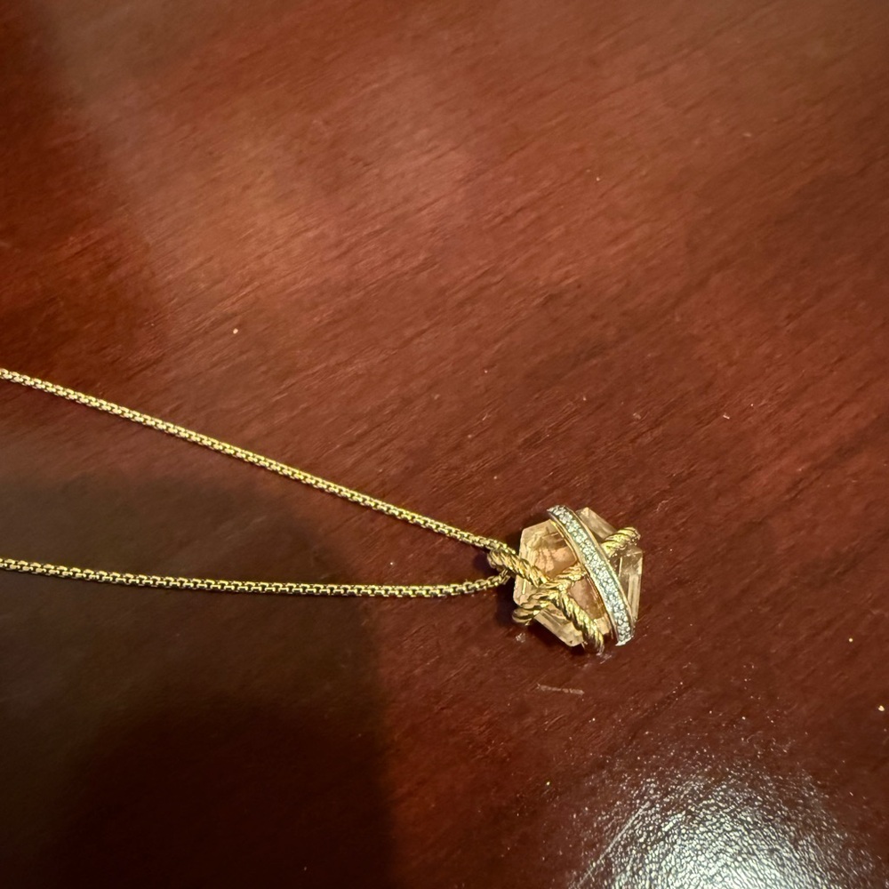 David Yurman 18kt gold and diamond pendant necklace
